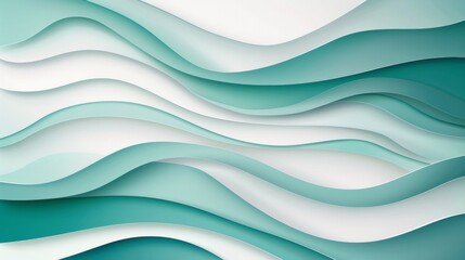 Obraz premium Abstract background with waves in shades of teal and white.