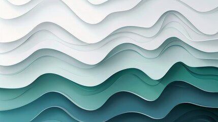 Obraz premium Abstract background with waves in shades of teal and white.