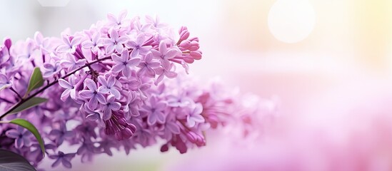 Blooming lilac Flowers close up Background with selective focus. Creative banner. Copyspace image