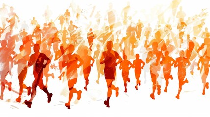Illustration of people running in marathon.