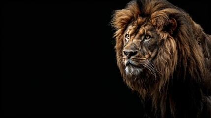 Lion King Portrait Isolated on Black Background