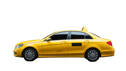 Yellow taxi cab isolated on transparent background. Taxi service. Commercial transport. 
