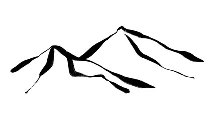 Mountain png sticker, ink brush design on transparent background