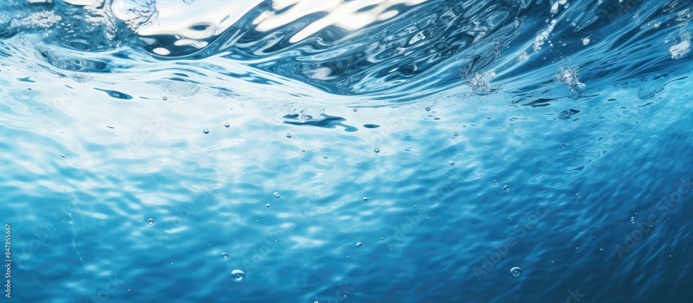 Poster closeup blur abstract of surface blue water abstract of surface blue water reflected with sunlight f