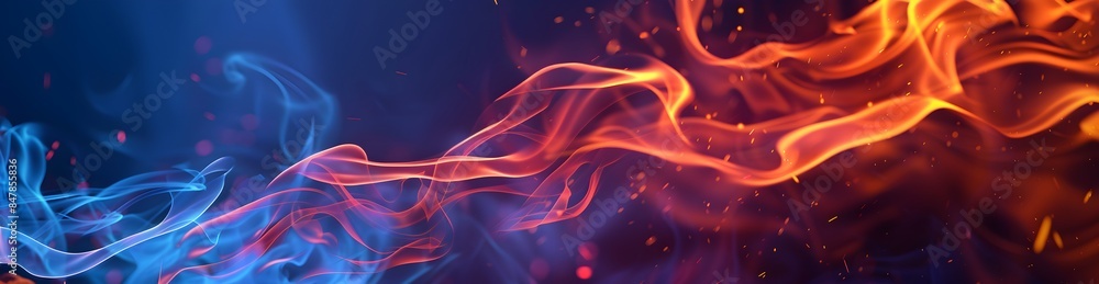 Poster a fiery background with flames burning in the air, creating an intense and dramatic atmosphere for d