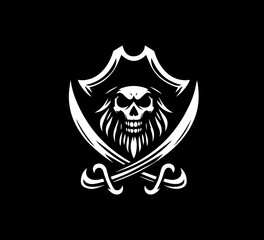 pirate logo icon simple minimal black and white