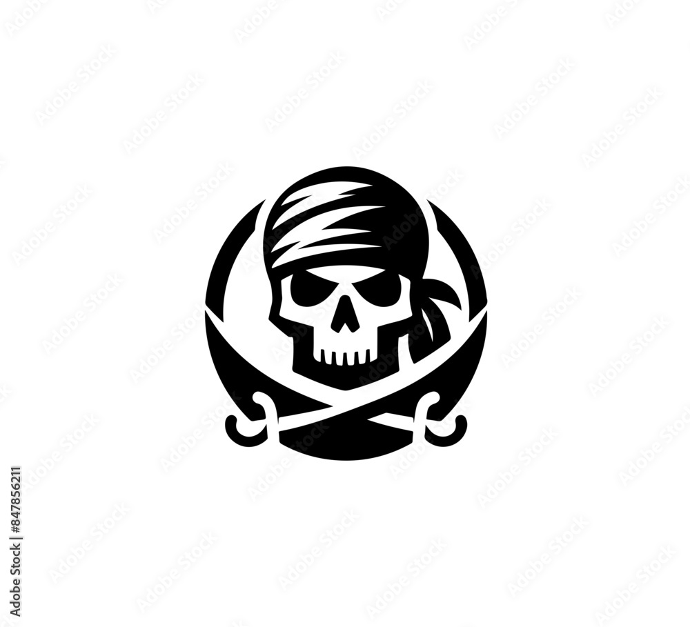 Wall mural pirate logo icon simple minimal black and white - Wall murals