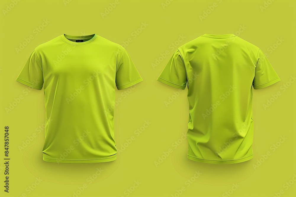 Canvas Prints lime green t-shirt template showing the front and back views.