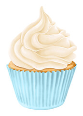 Vanilla cupcake png dessert sticker, transparent background