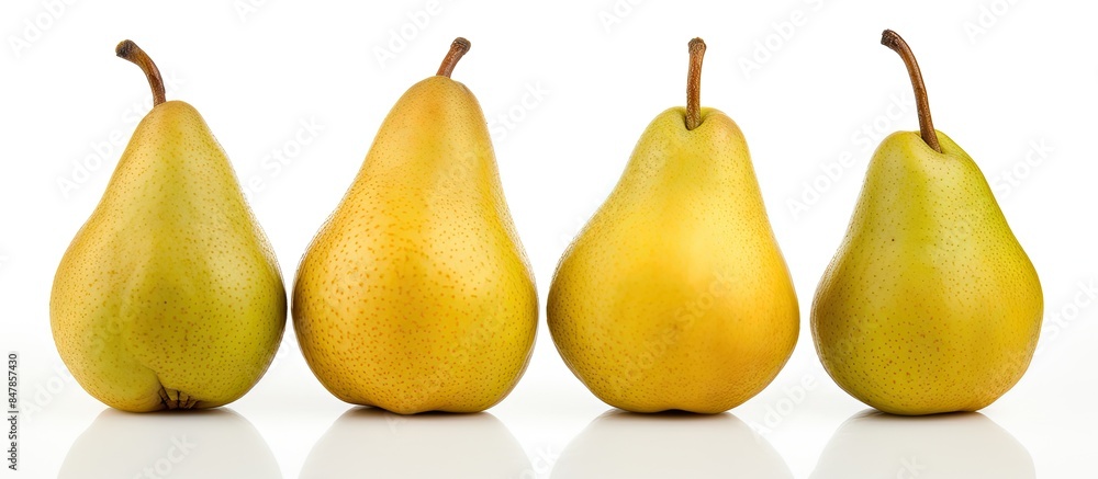 Poster three pears on the white background be different. creative banner. copyspace image