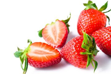 Fresh strawberries isolated on white background. 1