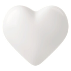 3D white heart png sticker, shape graphic, transparent background
