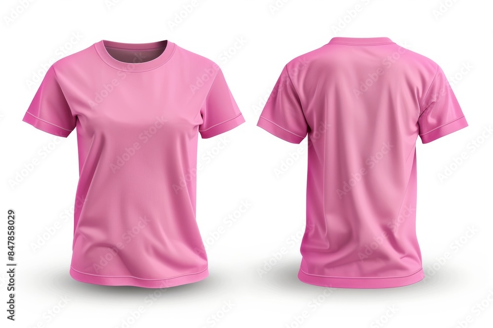 Poster Pink t-shirt template showing the front and back views.