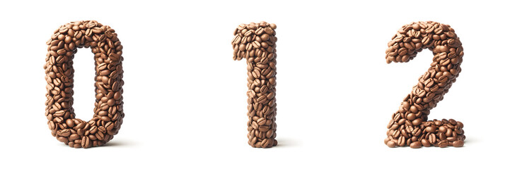 Alphabet made from Coffee beans on white background. Generative AI