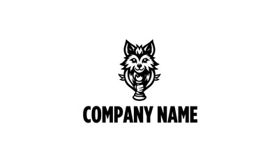 Mascot wolf logo icon in black and white