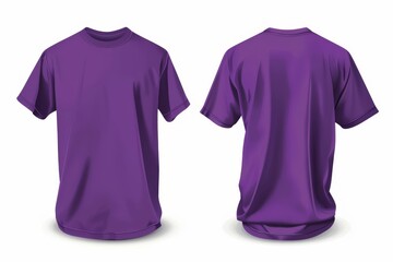 Purple t-shirt template showing the front and back views.