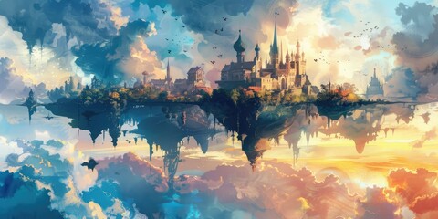 Fototapeta premium Whimsical Castles in the Sky