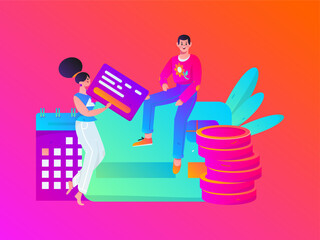 Internet financial management investment flat vector concept operation hand drawn illustration
