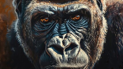 Intelligent Gorilla Close-Up, Capturing Majestic Wildlife in Natural Habitat