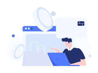 Internet financial management investment flat vector concept operation hand drawn illustration
