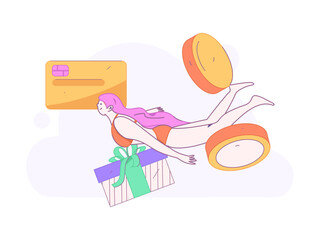 Internet financial management investment flat vector concept operation hand drawn illustration
