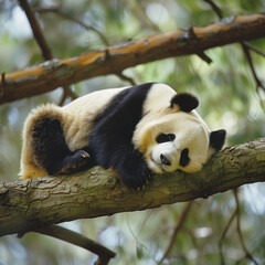 Fototapeta premium giant panda eating bamboo panda eating bamboo giant panda bear 