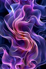 Obraz premium Abstract 3D organic pattern with neon purple and pink accents on a dark background, intricate and fluid shapes, high resolution, modern and dynamic design. Generative AI.