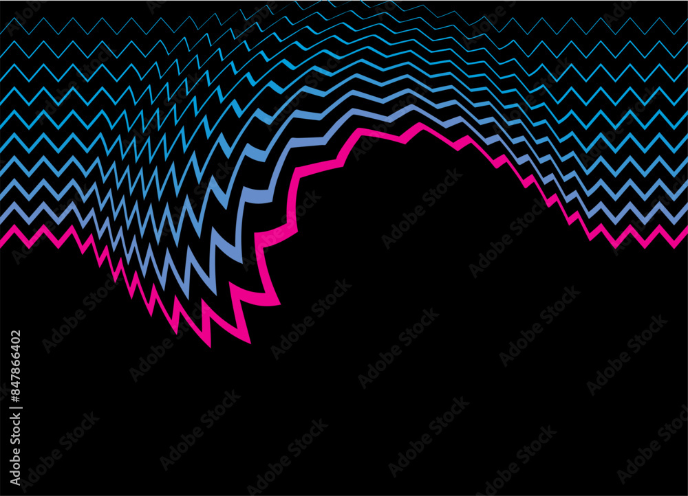 Poster trav 24.epsvector pattern with colored waves on a black background. zigzag lines. background for pos