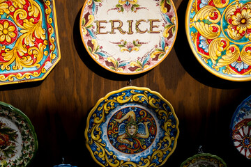 Erice Sicily Italy traditional multicolour pottery ceramic 