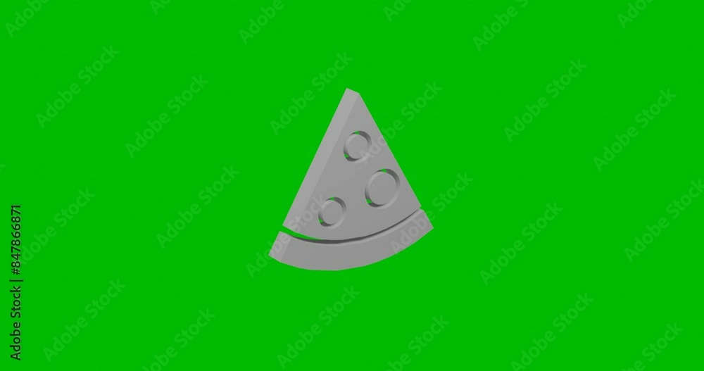 Poster animation of rotation of a white slice of pizza with shadow. simple and complex rotation. seamless l