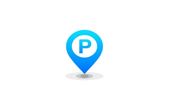Parking Location pin Animation. looping animation, Alpha channel, transparent background. 4K resolution