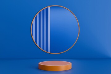 3d background for mock podium for product presentation, blue background. 3d illustration