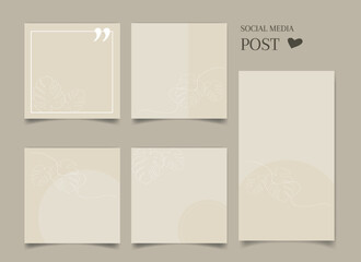 Abstract backgrounds with floral elements. Vector design templates for postcard, poster, social media 