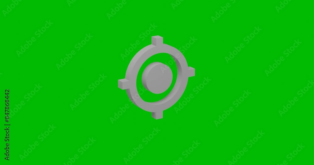 Poster animation of rotation of a white crosshair symbol with shadow. simple and complex rotation. seamless