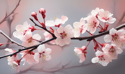 Obraz premium Delicate Pink Blossoms on a Branch
