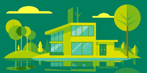 A charming house on a tiny island, with coconut trees, a sandy shore, and a peaceful atmosphere. sandy beach, and a serene ocean view.