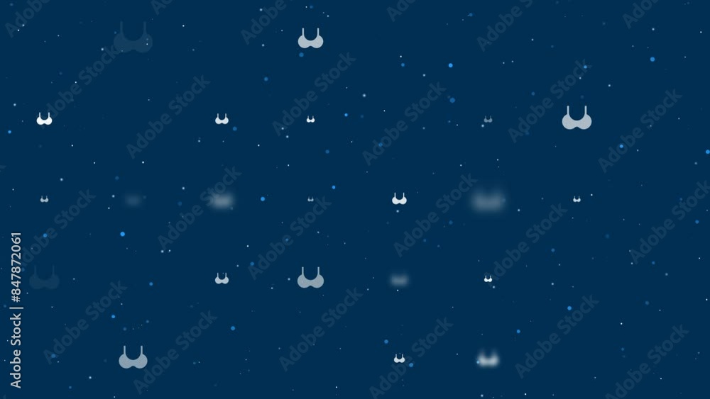 Poster template animation of evenly spaced bra symbols of different sizes and opacity. animation of transpa