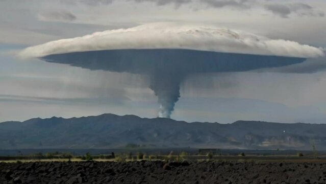 Thick volcanic ash cloud blanketing the sky 4k virtual video background 
