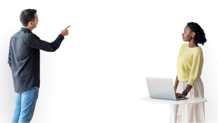 Border png colleagues in a meeting with laptop smart technology