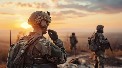 Soldier on Deployment: While on deployment, a soldier communicates with fellow soldiers, coordinating their actions and sharing critical information to complete the mission successfully 