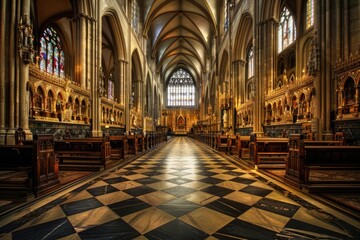 Fototapeta premium Located. The Nave of Westminster Abbey: Gothic Style Cathedral Next to Palace of Westminster