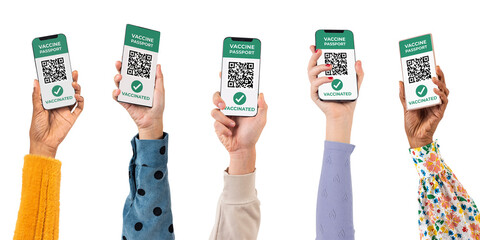 Png Smartphone screen hands mockup with QR code cashless payment