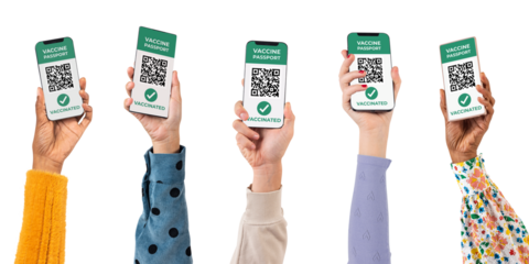 Png Smartphone screen hands mockup with QR code cashless payment