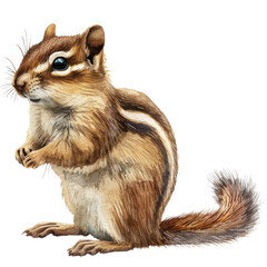 Illustration of a cute chipmunk standing on its hind legs. Detailed fur texture and lifelike appearance make it perfect for nature-themed projects.