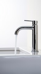 Faucet and a sink on a white background