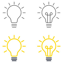 Set of bulb isolated on transparent background.