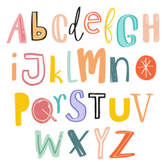 Alphabet png doodle typography font set
