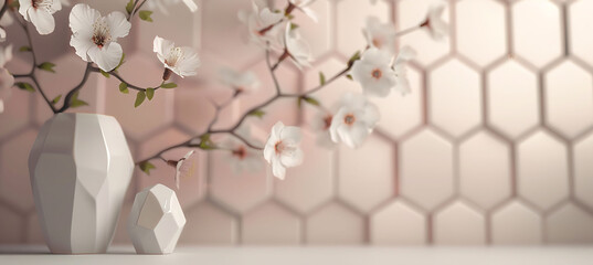 Whimsical Sky: Serene Sky Blue and Delicate Pink Shapes Create a Playful and Dreamy Wallpaper Background