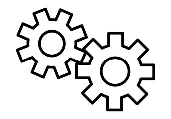 Icono negro de engranaje con dos ruedas dentadas