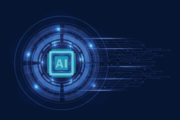 Artificial intelligence chipset on circuit board in futuristic concept technology background